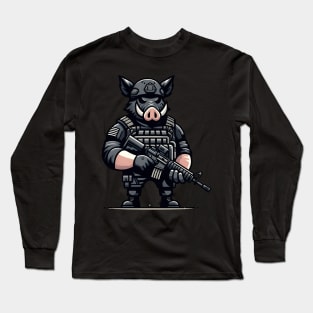 Tactical Wild Boar Adventure Tee: Unleash the Beast Within Long Sleeve T-Shirt